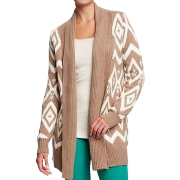 Old Navy Open Cardigan Light Brown and White Size Large - Picture 1 of 8